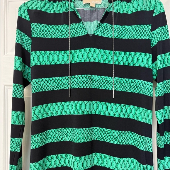 MICHAEL Michael Kors Women’s Green and Black Python Print V-Neck Dress Size S - Picture 2 of 14